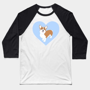 Corgi In A Light Blue Heart Baseball T-Shirt